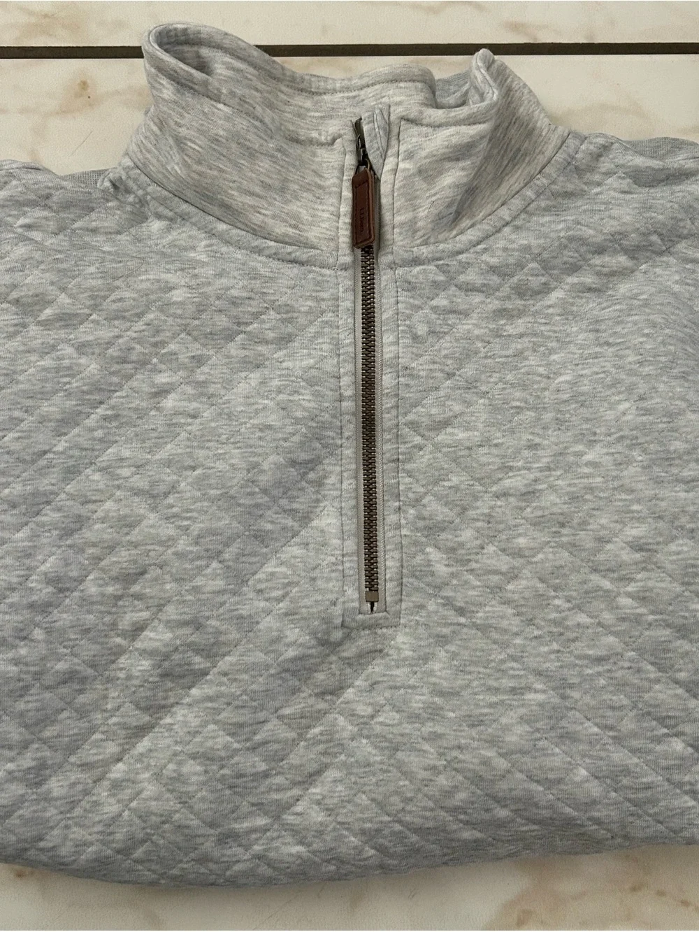 L.L. Bean Men's Quilted Zip-Up Pullover - Light Gray